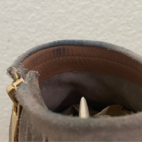 KATE SPADE Gray Taupe Suede Leather Fringe Tassel Side Zip Booties Size 7.5M - Picture 8 of 16